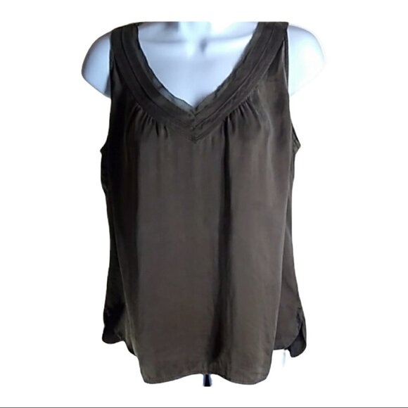Eddie Bauer Tops - NWT Eddie Bauer 100% Silk Sleeveless Brown Relaxed Slip V Neck Top XSmall